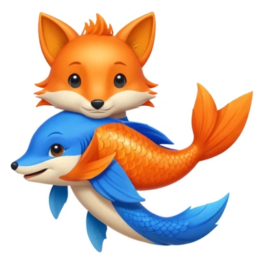 Make a pair of hugging or cuddling best friends: a bright orange fish and a vivid blue fox sticker