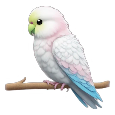 feather white, feet pink budgie sticker