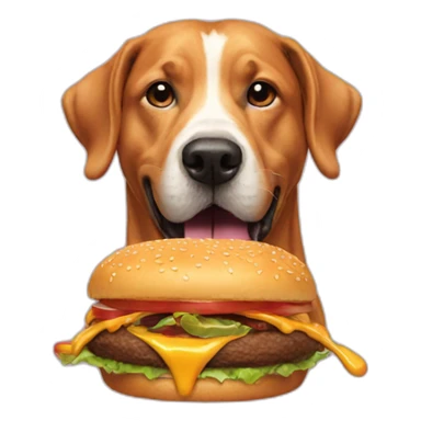 Dog eating burger sticker