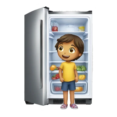 Children open a fridge  sticker