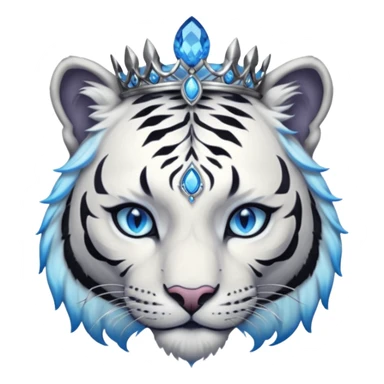 ESO Female white/black tiger khajiit leader of the umbral rose, glowing blue eyes, glowing blue 'third eye' gem; shadow umbral gem silver tiara sticker