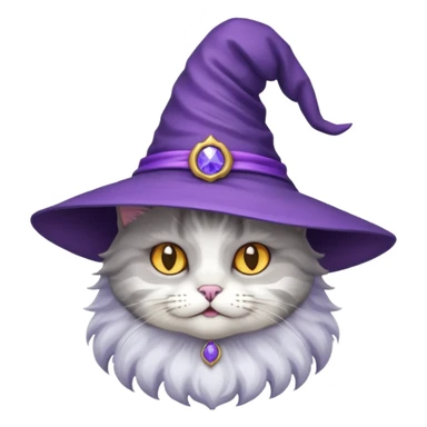cat wear purple wicth hat sticker