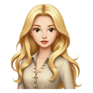 Beautiful blonde Western female fashion model with flowing golden hair, elegant features, stylish outfit sticker