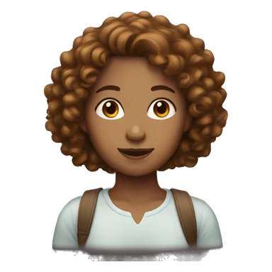 Girl with brown semi-curly hair sticker