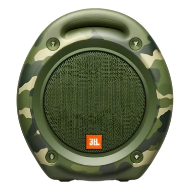 Minimalist JBL Clip 4 speaker with classic green army camouflage pattern, iOS emoji style sticker