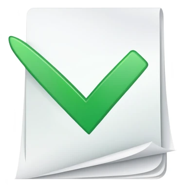 checkmark on completed document, job finished sticker