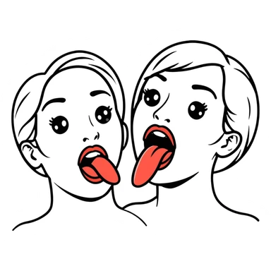 woman with two heads sticking out their tongues sticker