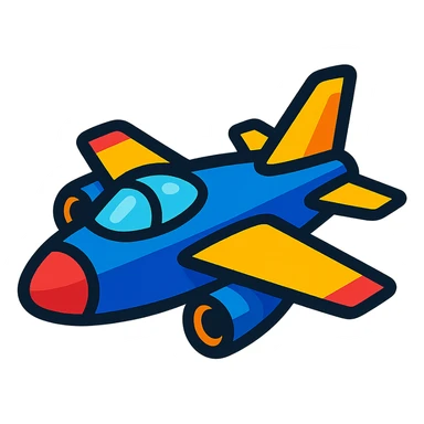 jet airplane, vibrant toon icon style, bold colors, cartoonish feel sticker