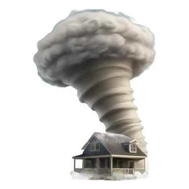 A powerful tornado, made of swirling wind and debris, twisting upward, with dust and objects flying around, creating a chaotic and destructive force. sticker