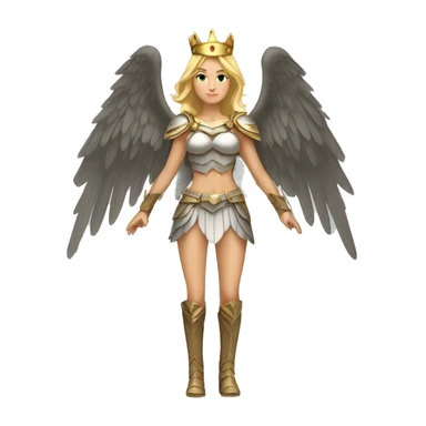 Blond Valkyrie full body with crown with wings sticker