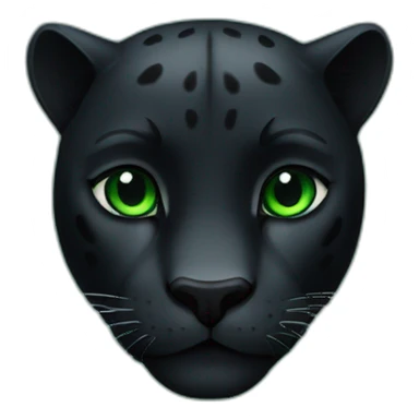 make an emoji of an animal black panther with green eyes, with a green heart sticker