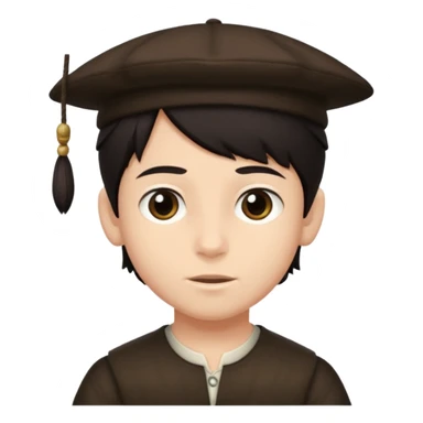 young boy dark hair with yalmulke on with sidelocks sticker