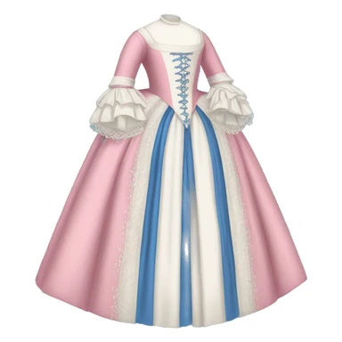17th century gown with pink white and blue  sticker