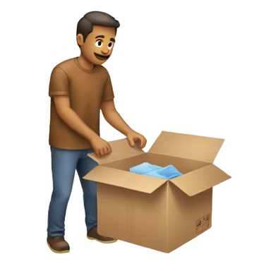 a man packing an item to a box sticker