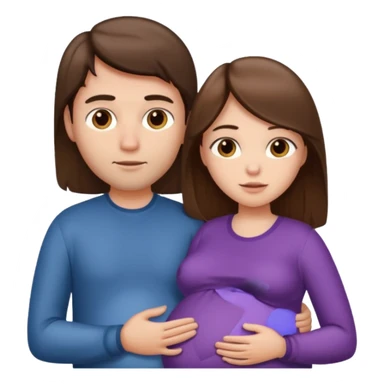 A pregnant woman with long straight brown hair and fair skin and man with short brown hair and fair skin  sticker