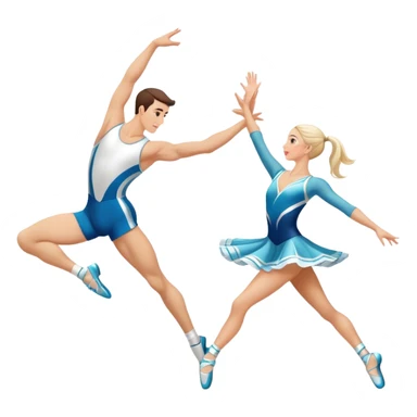 Icon for Sports Dance: a white men and women in competitive attire performing a synchronized dance with acrobatic moves, dance shoes, a rhythmic floor, and a competition backdrop. The icon should capture athleticism, technique, and acrobatic precision. Transparent background. sticker
