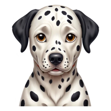 Cinematic Realistic full-body portrait of a Dalmatian dog, rendered with glossy, meticulously detailed spotted fur and expressive, alert eyes, set against a clean, neutral backdrop that highlights its regal and athletic stance. sticker