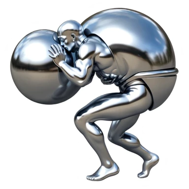 sorayama Sisyphus carrying big sphere on his back sculpture sticker