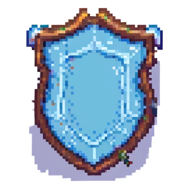 a shield, pixel art style sticker