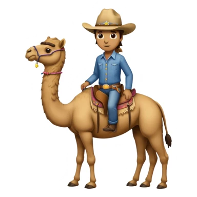 A full body camel with a cowboy hat and without the person on him sticker