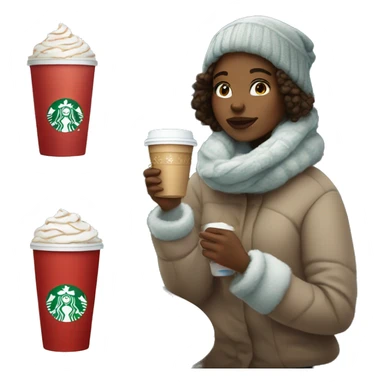 Cozy winter girl drinking Starbucks Christmas drink sticker