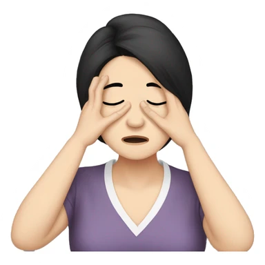 Headache, middle-aged Korean woman in her 40s, with only one hand on her head, painful face, black hair sticker