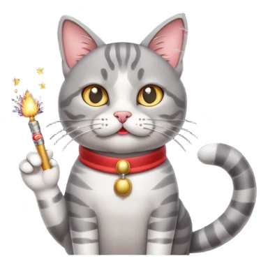 Cat with a moustache and smoking a firework￼ sticker