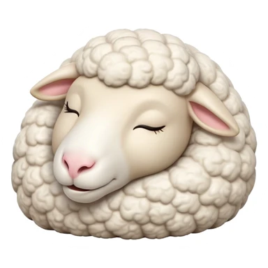 Meme-Worthy Cute Sleeping Sheep Portrait Emoji, Head resting peacefully with a contented smile, showcasing a robust build and a luxuriously soft white fleece, eyes shut in a serene, restful nap, Simplified yet hilariously adorable features, highly detailed, glowing with a soft, drowsy light, high shine, relaxed and utterly lovable, stylized with an air of playful laziness, bright and heartwarming, soft glowing outline, capturing the essence of a comically sleepy sheep, so meme-worthy it feels like it could instantly become the next viral sensation of adorable slumber! sticker