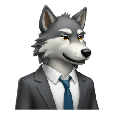 Furry wolf in a suit sticker