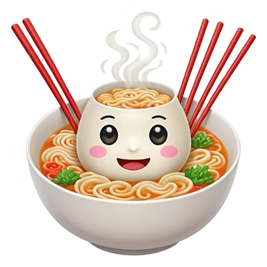 kawaii ramen with cute eyes and smile on the bowl only and 2 chopsticks ONLY sticker