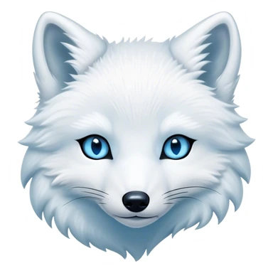 Cinematic Noble Arctic Fox Portrait Emoji, Poised and regal, with a compact, agile build and a luxurious, pure white Fur accented by a subtle hint of icy blue, deep-set soulful piercing eyes, Simplified yet sharp and sophisticated features, highly detailed, glowing with a soft, dignified glow, high shine, intelligent and cunning, stylized with an air of arctic elegance, focused and attentive, soft glowing outline, capturing the essence of a watchful and confident fox, so majestic it feels as though it could dash out of the screen with effortless authority! sticker