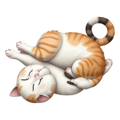 grey and white small cat eyes with closed lying down upside down with paws stretched out straight in different directions sticker