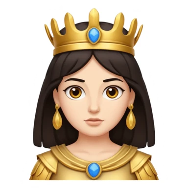 Athena the Greek goddess, dark haired, facing camera, in emoji style important deity in Greek mythology, daughter of Zeus, Strategic warfare Wisdom and intellect Craft, engineering, building, navigation Justice good governance Protection of cities embodys rational, disciplined intelligence  sticker