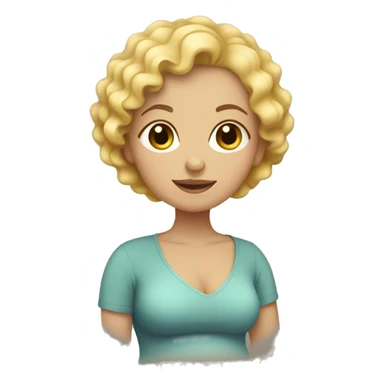 Pregnant girl with short curly blonde hair sticker