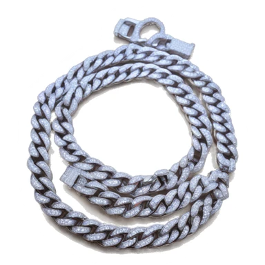 iced out bling cuban link chain silver sticker