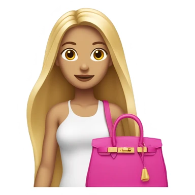 very long blonde haired girl with a pink birgin bag in her hand sticker