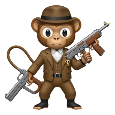 Monkey gangster holding an uzi gun sticker