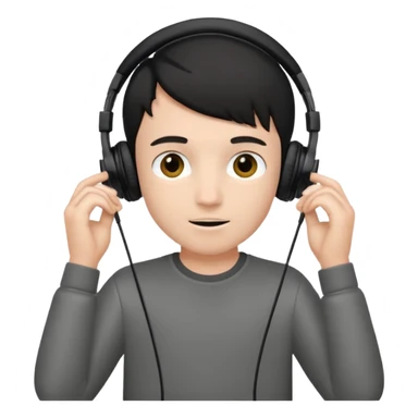 a boy with headphone in his hand not his head sticker