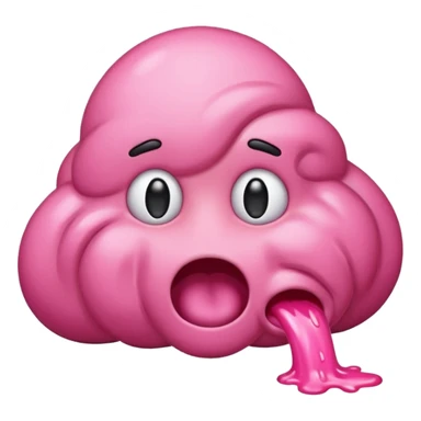 A vomiting emoji with pink vomit sticker