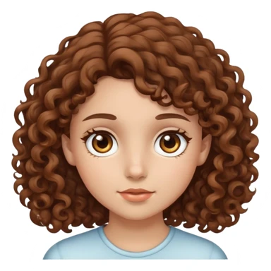 Chica con el pelo rizado marrón y ojos marrones  sticker