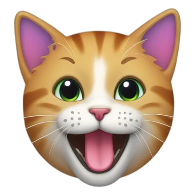 a cat with a rainbow tongue sticker