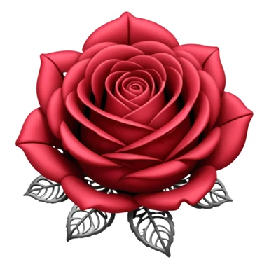 Black and silver filigree rose bud, 3D, extremely detailed design sticker