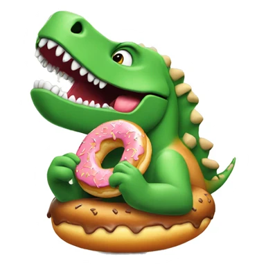 dinosaur eating a donut  sticker