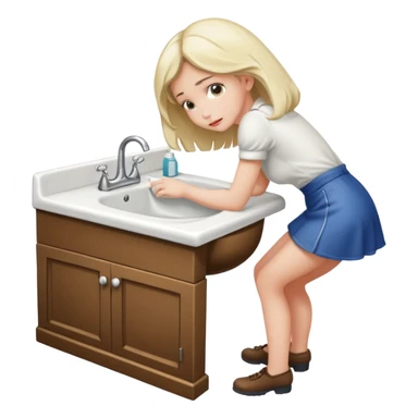 Girl bent over bathroom sink sticker