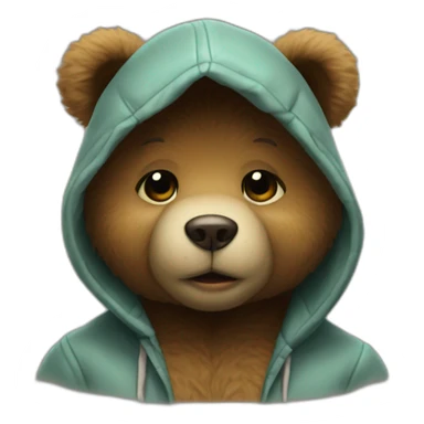 teddy bear in the hood sends a kiss. sticker