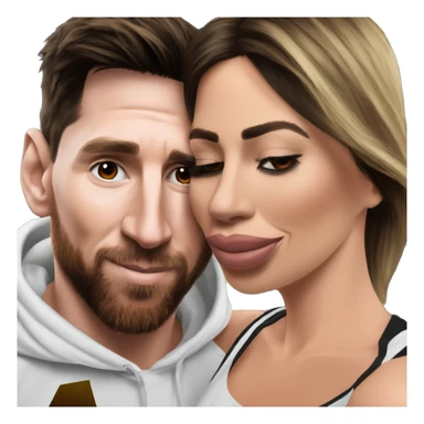 Messi kissing his wife Antonella   sticker