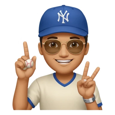 Cool hip guy with NY baseball cap and sunglasses showing his middle finger sticker