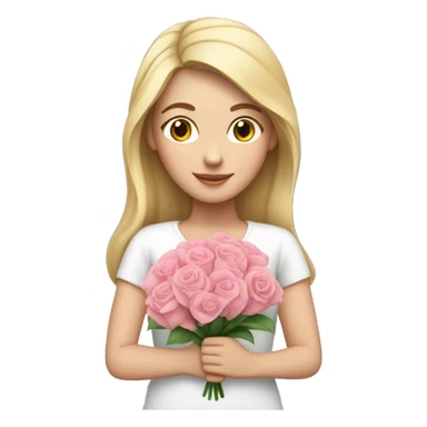White girl holding pink flower bouquet sticker
