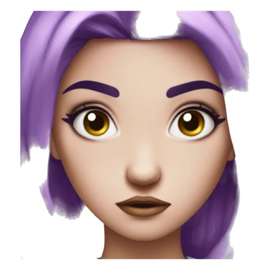 mad angry frown furled eyebrows jewel girl with purple gem hair sticker