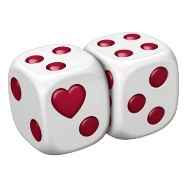 two dices in with burgundy red heart details sticker